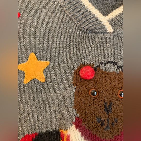 Vintage KAREN SCOTT grey bear skater Sweater Vest fun Kitchy heart Applique - Picture 4 of 8